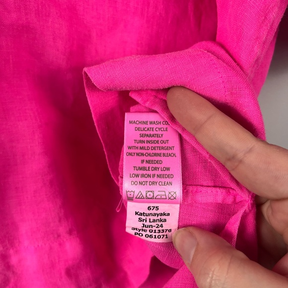 Lilly Pulitzer Mialeigh Elbow Sleeve Linen Top size 12 in passion fruit pink - Picture 5 of 8